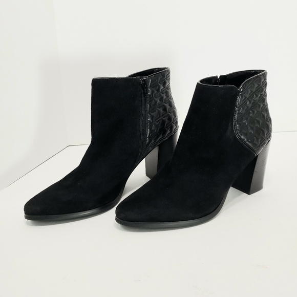 Nine West Shoes - NINE WEST  Black Star Quilted Block Heel Booties